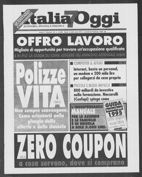 Italia oggi : quotidiano di economia finanza e politica